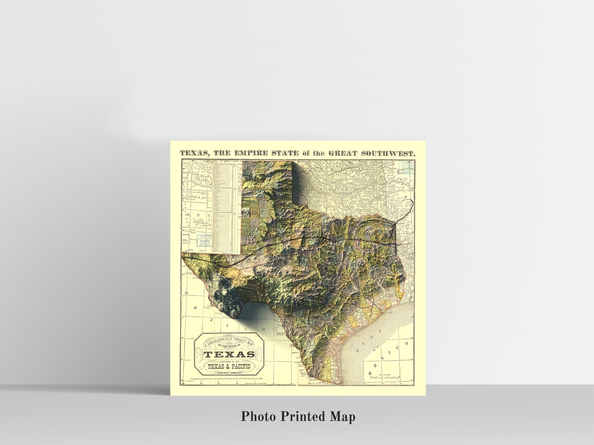  vintage relief map of Texas