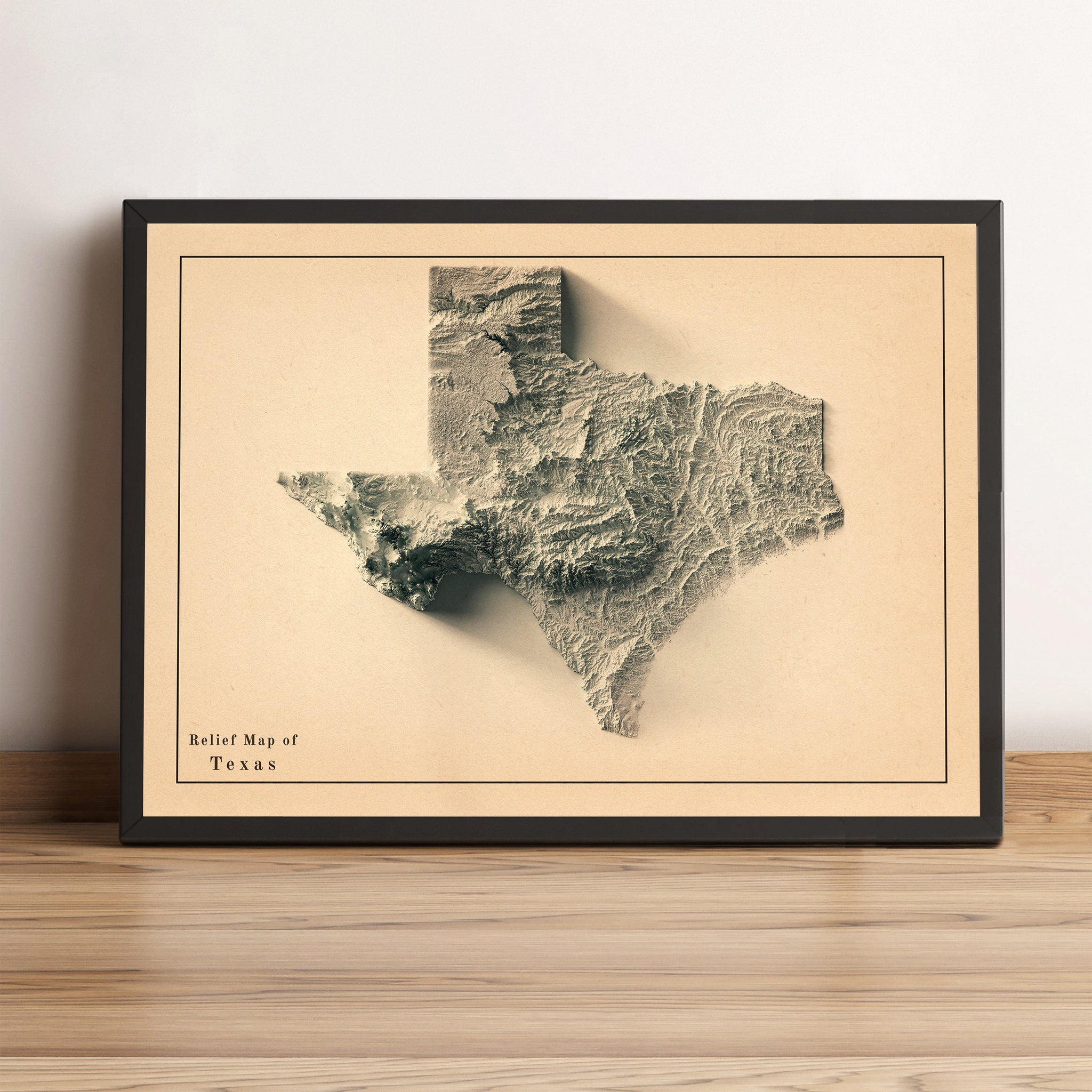 shaded vintage relief map of Texas