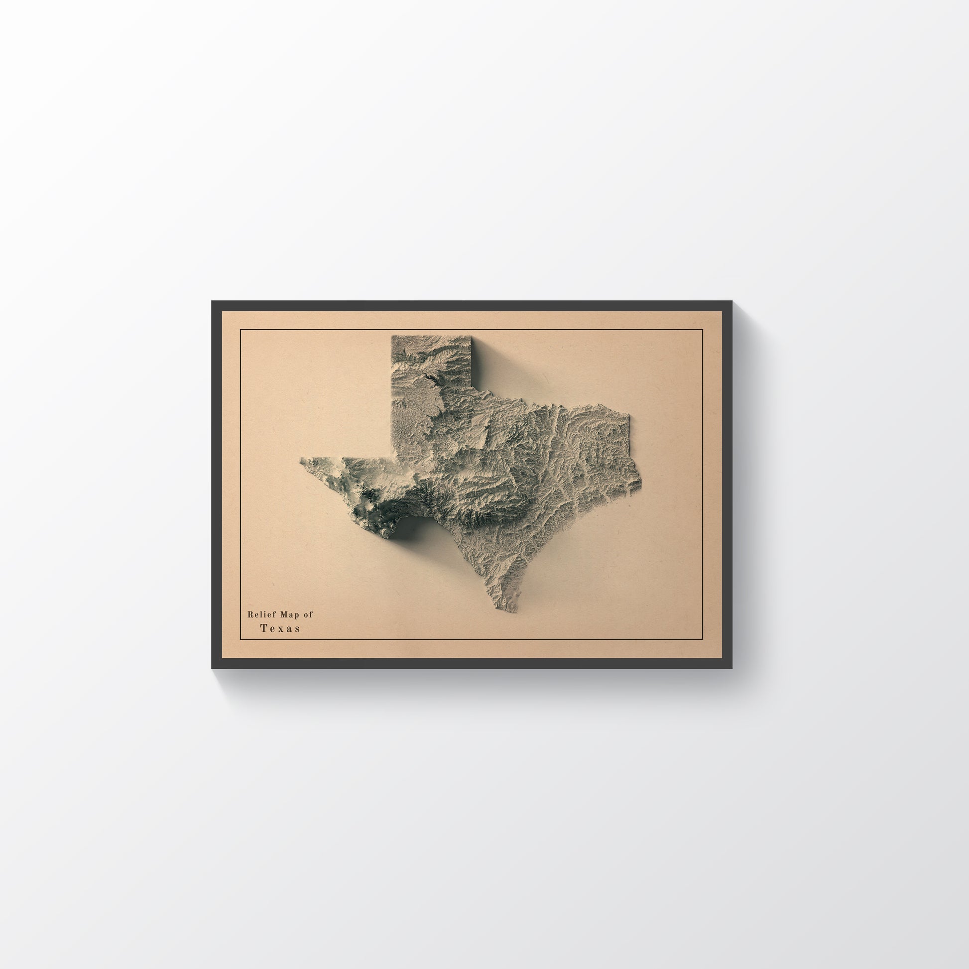 shaded vintage relief map of Texas