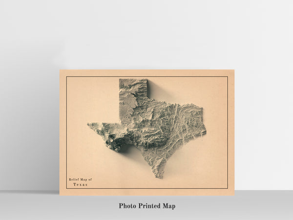shaded vintage relief map of Texas