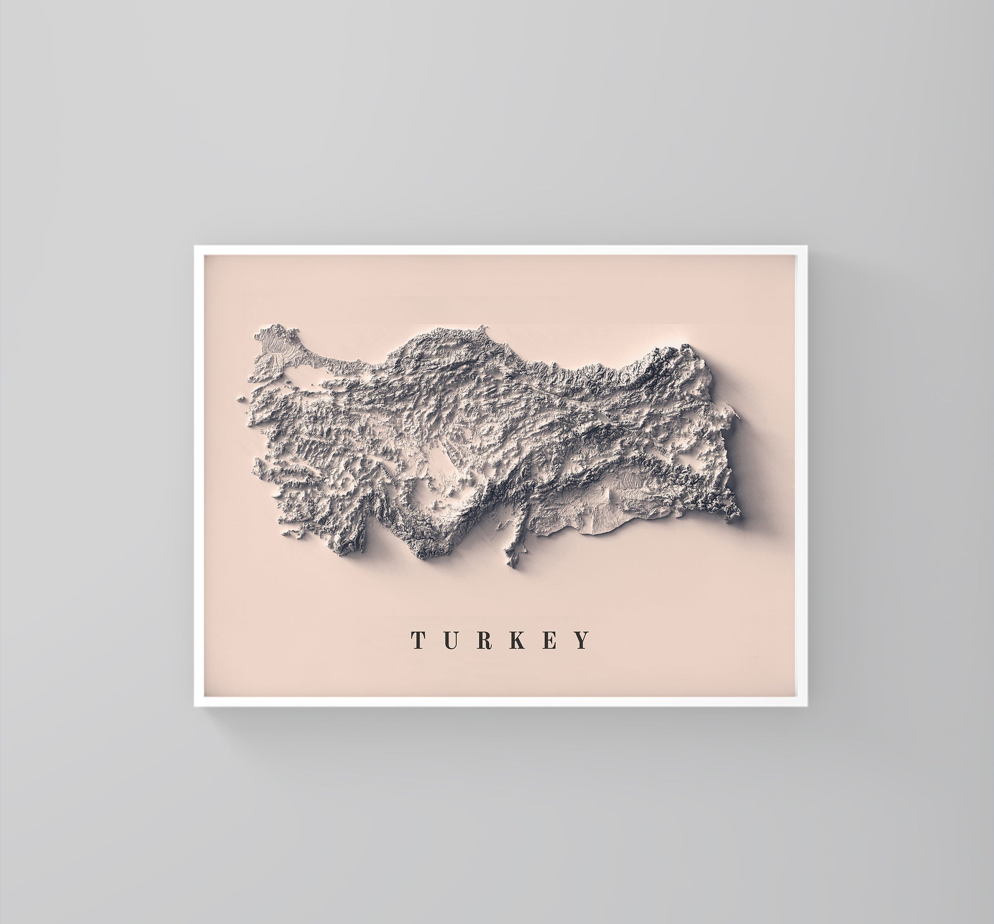 vintage shaded relief map of turkey