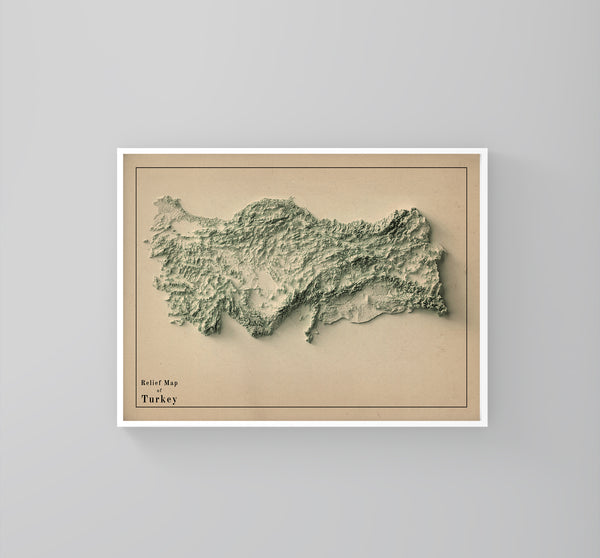 vintage shaded relief map of turkey