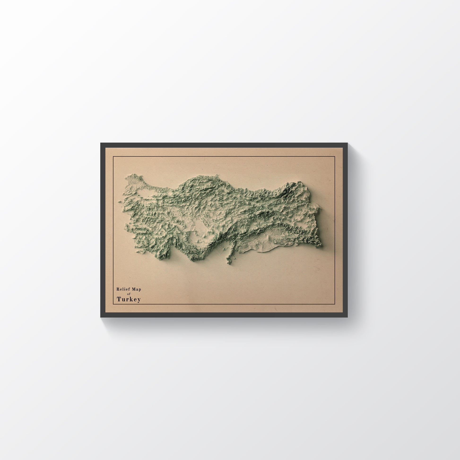 vintage shaded relief map of turkey