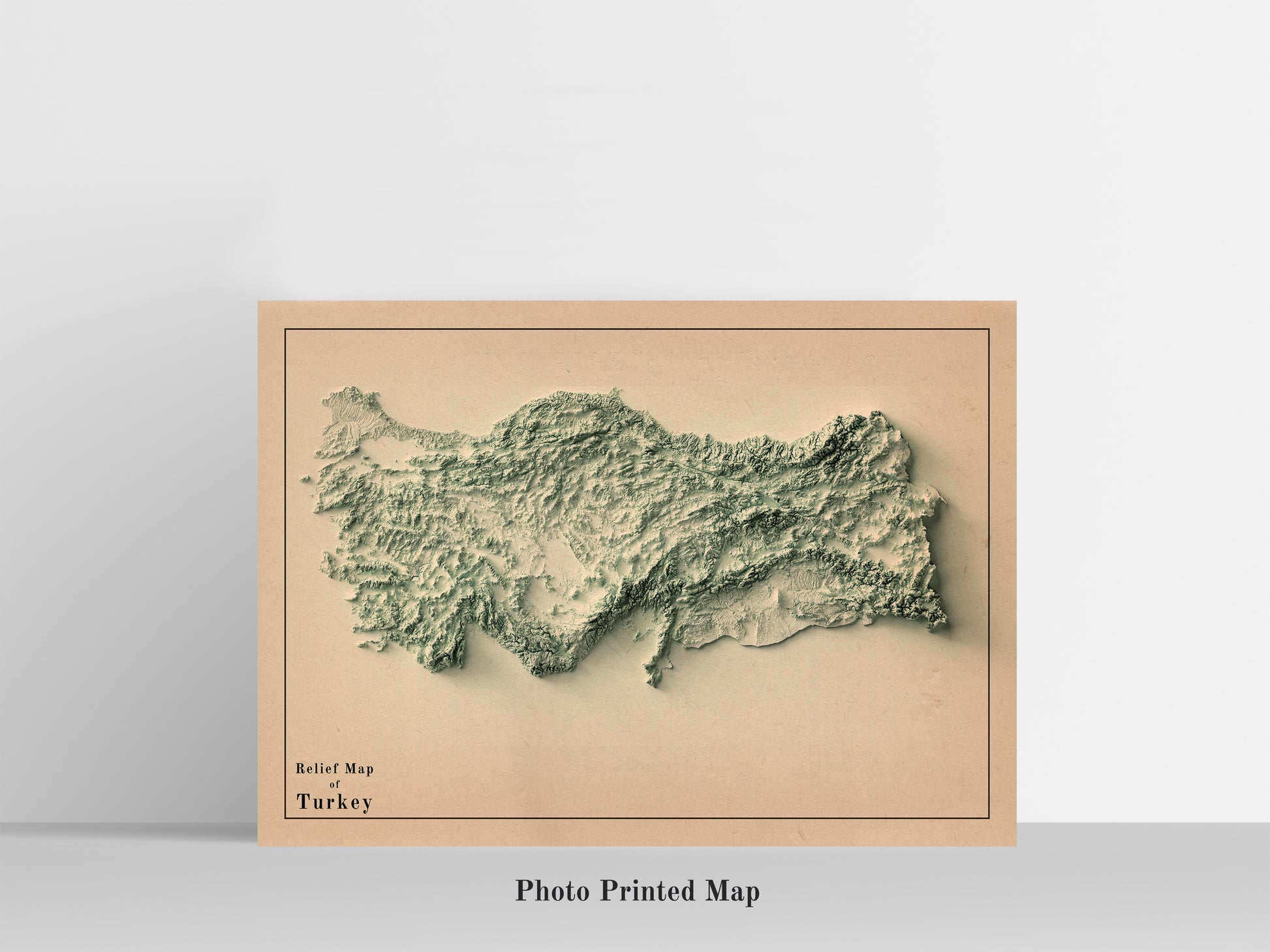 vintage shaded relief map of turkey