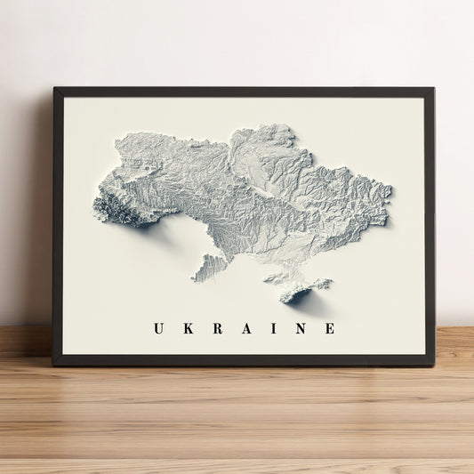 vintage shaded relief map of Ukraine