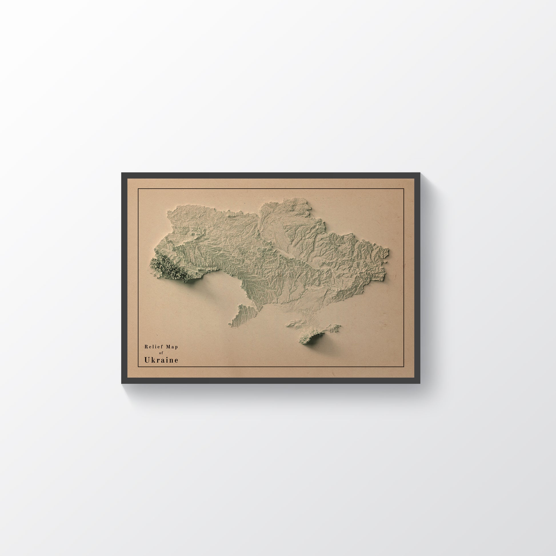 vintage shaded relief map of Ukraine