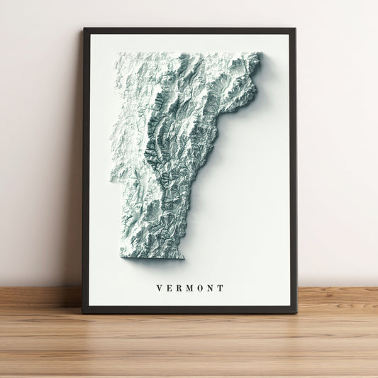 shaded vintage relief map of Vermont