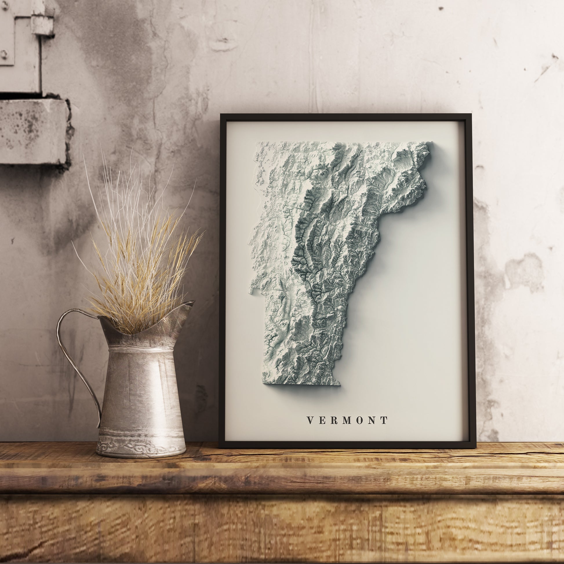 shaded vintage relief map of Vermont