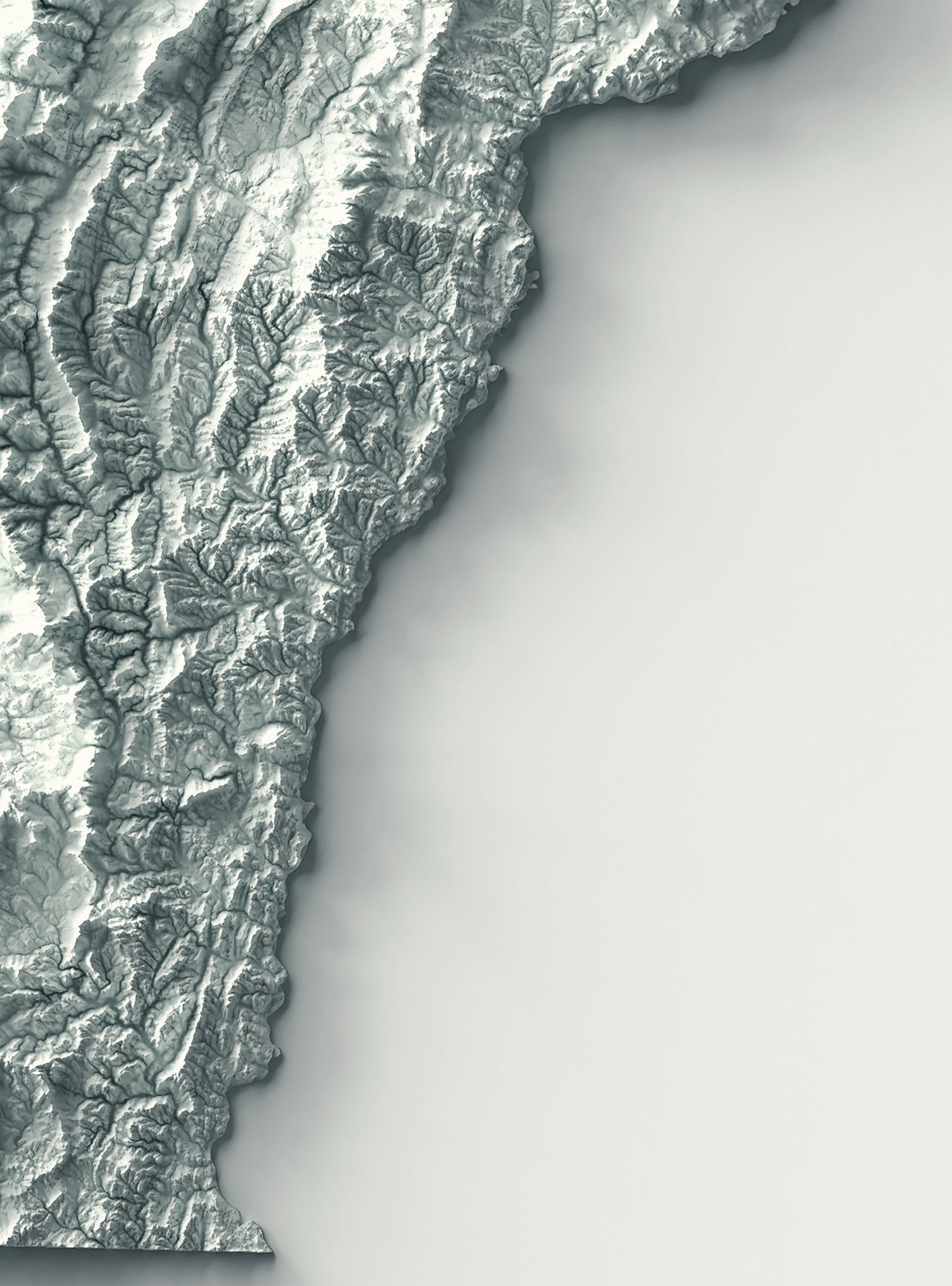 shaded vintage relief map of Vermont