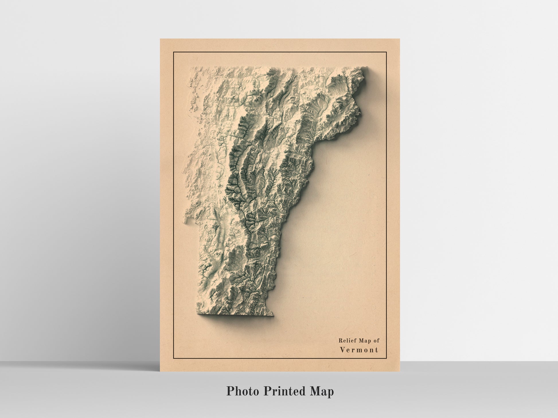 shaded vintage relief map of Vermont