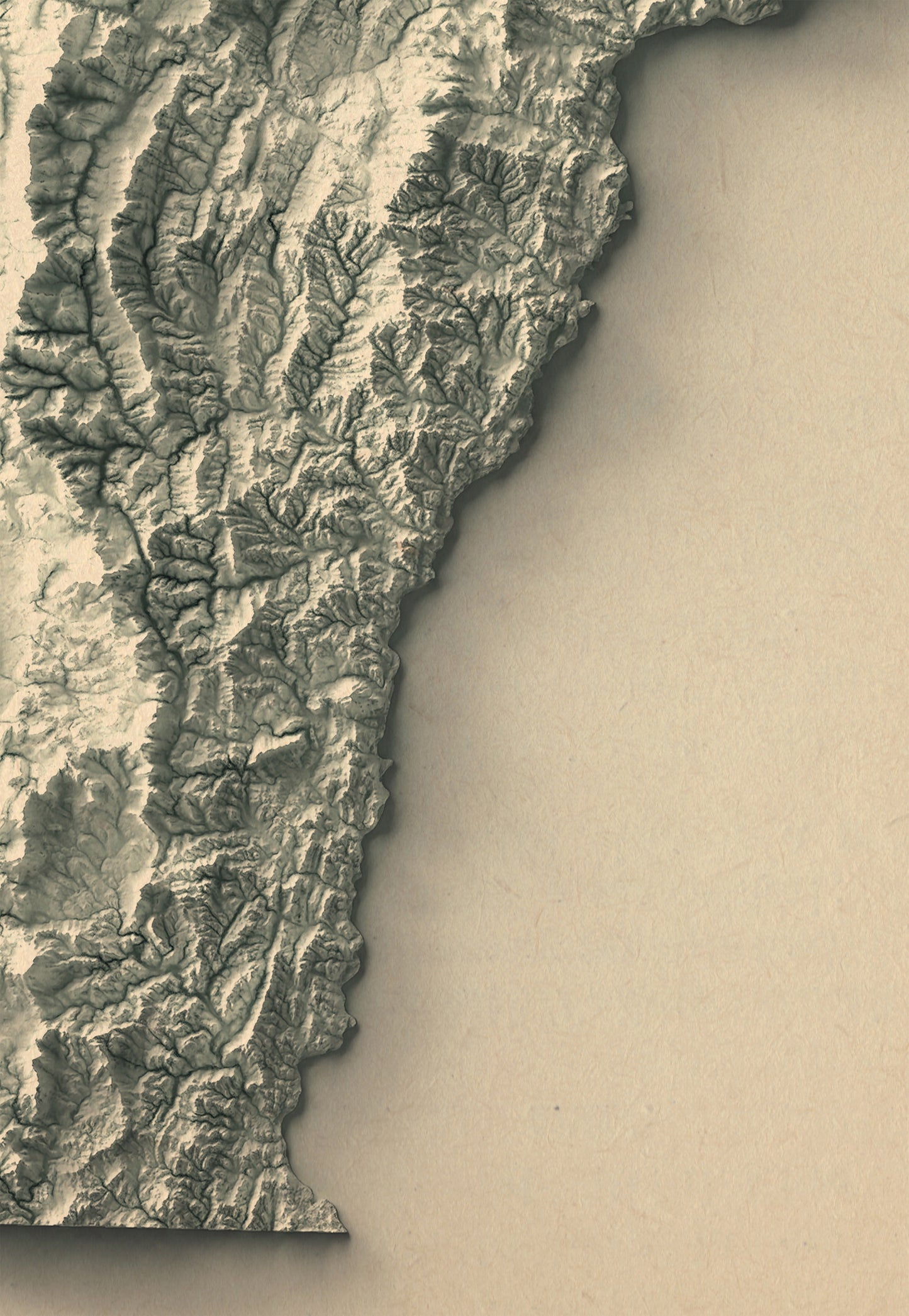 shaded vintage relief map of Vermont