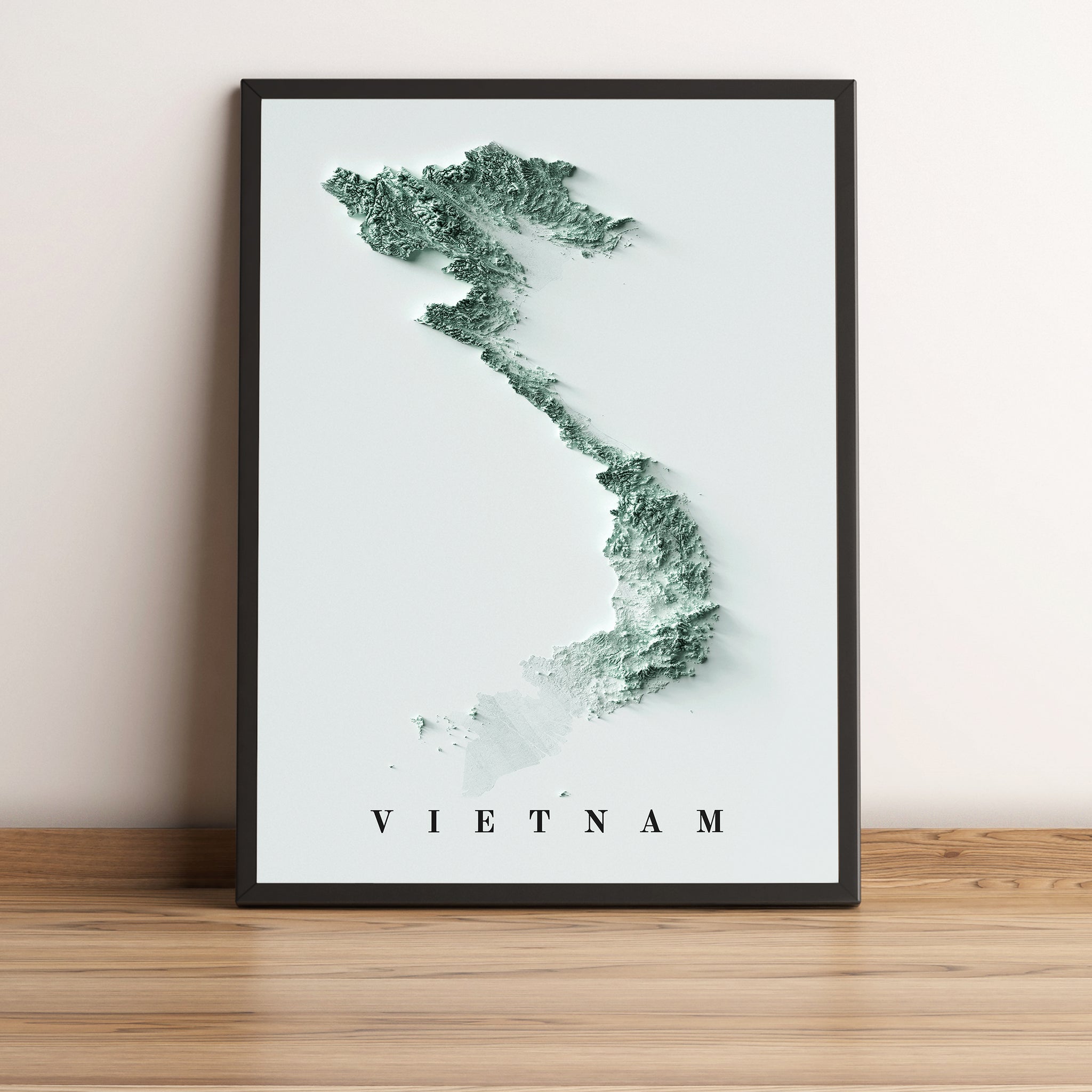 vintage shaded relief map of Vietnam