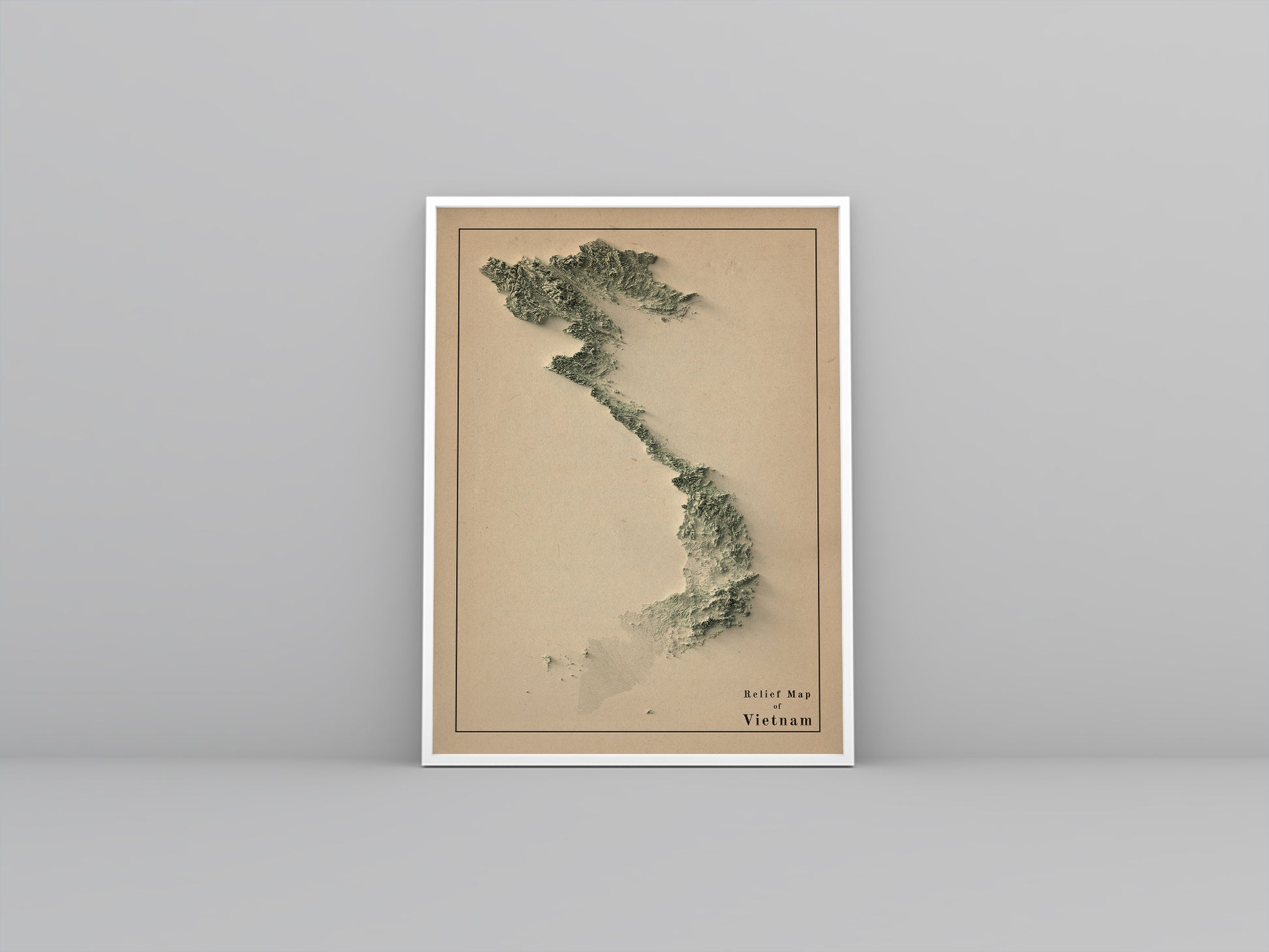 vintage shaded relief map of Vietnam