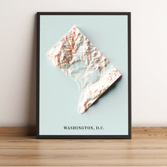 shaded vintage relief map of Washington DC, Columbia