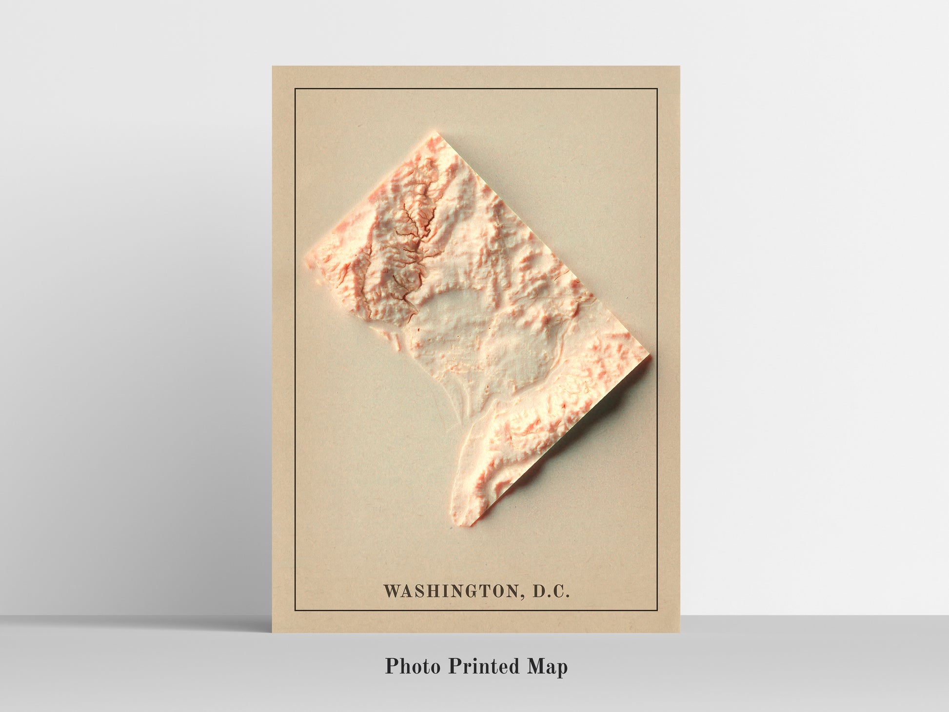 shaded vintage relief map of Washington DC, Columbia