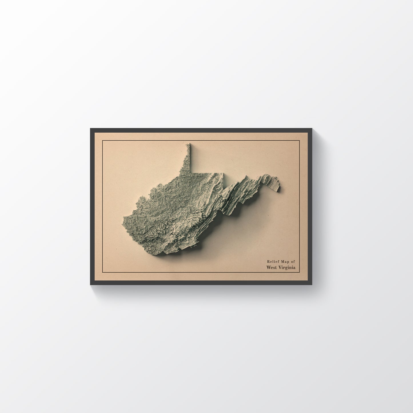 shaded vintage relief map of West Virginia