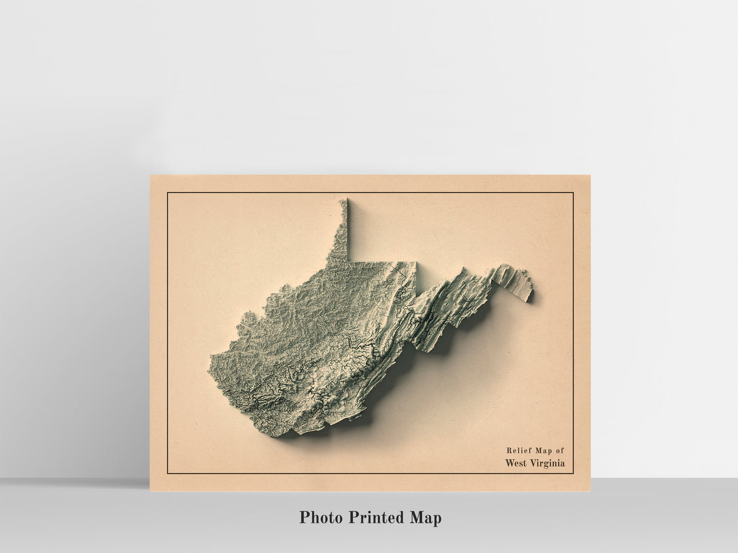 shaded vintage relief map of West Virginia