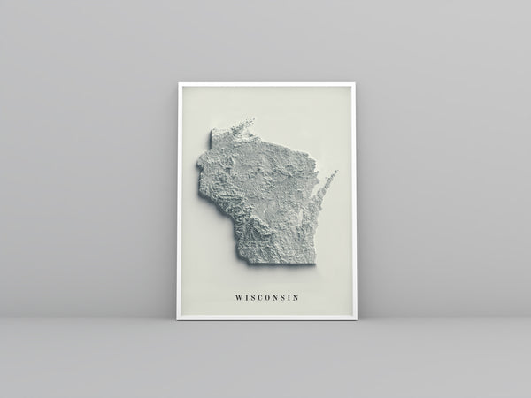shaded vintage relief map of Wisconsin
