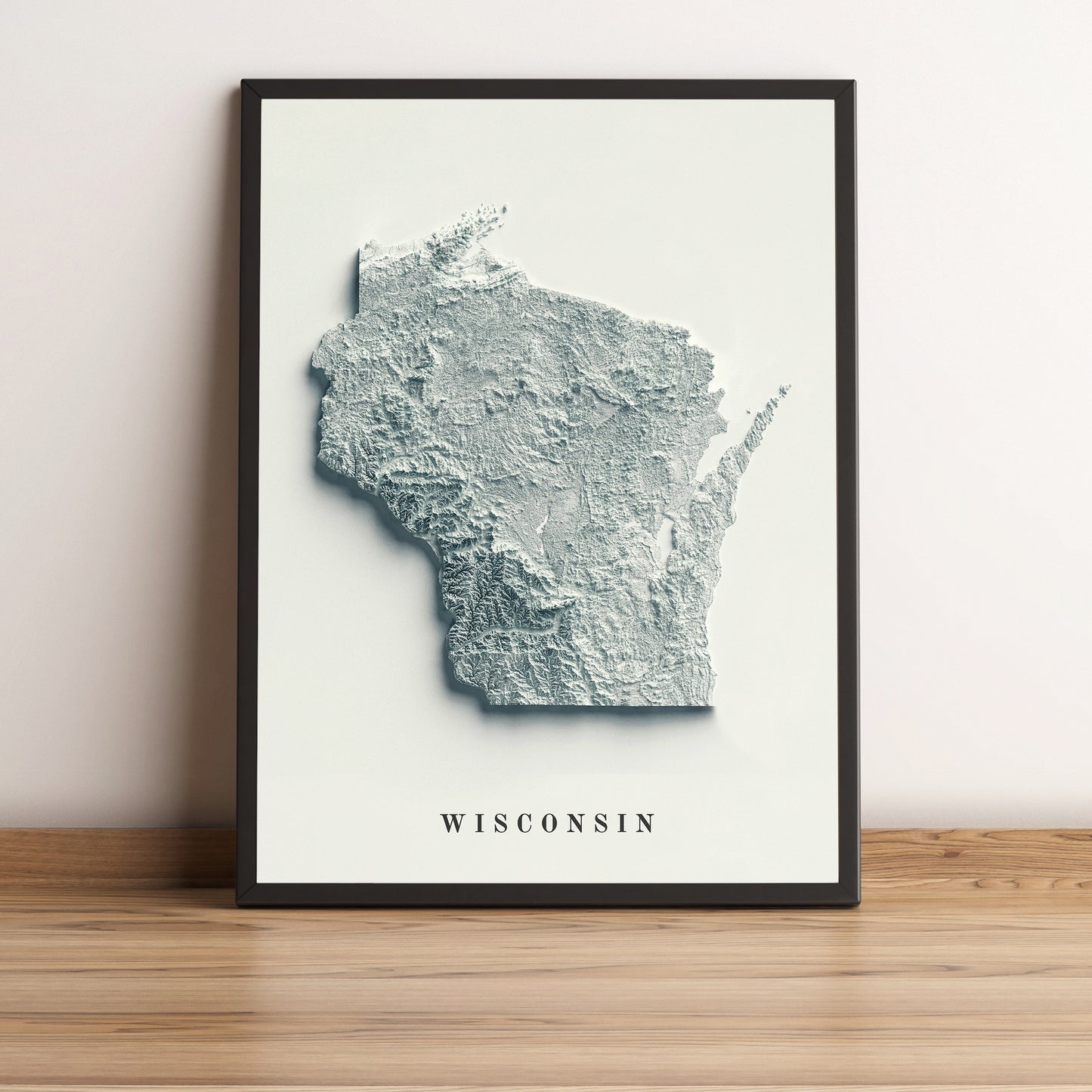 shaded vintage relief map of Wisconsin