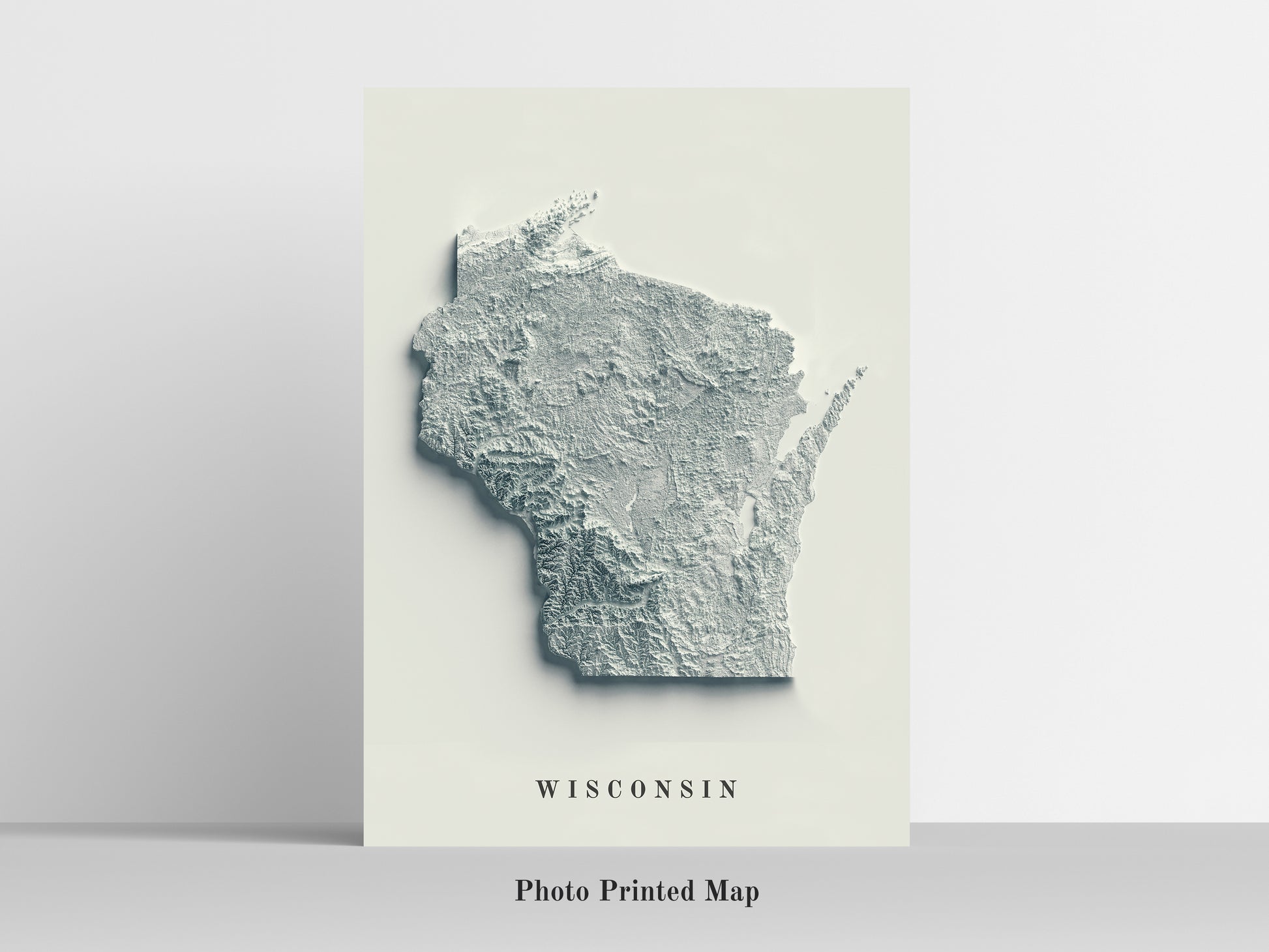 shaded vintage relief map of Wisconsin