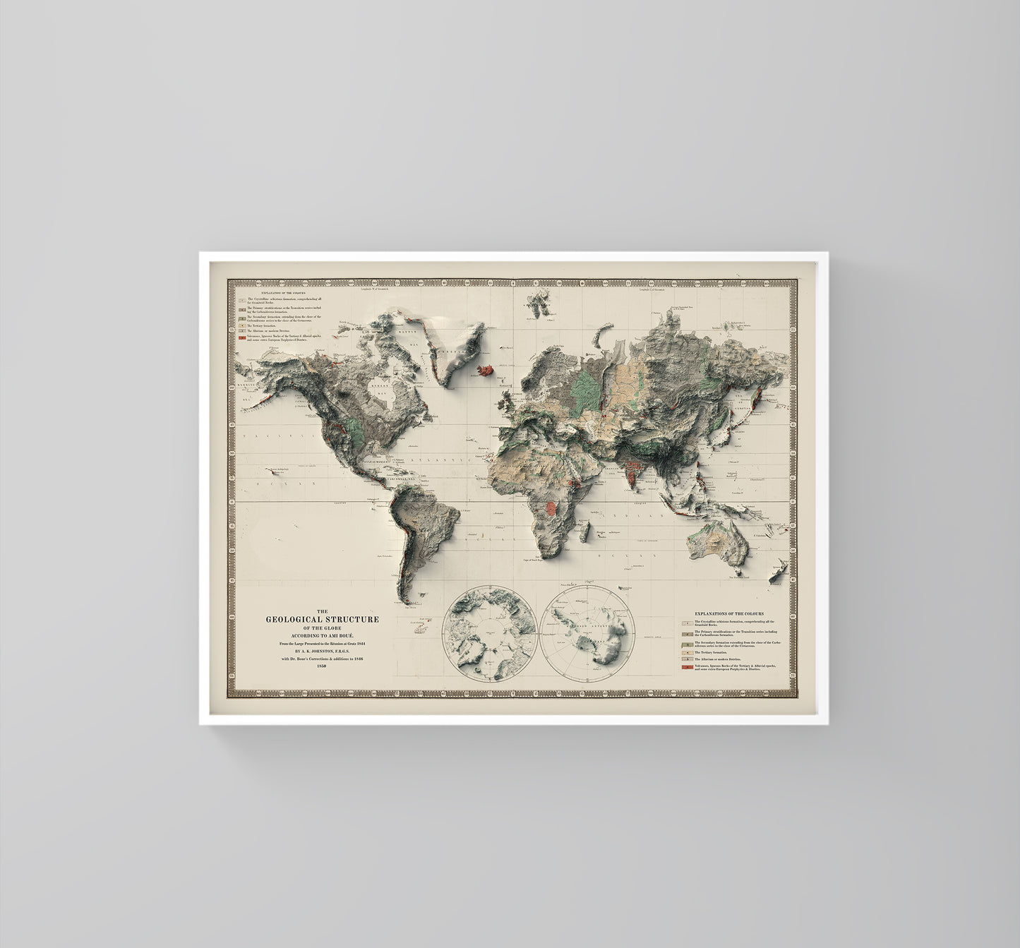 vintage world shaded relief map