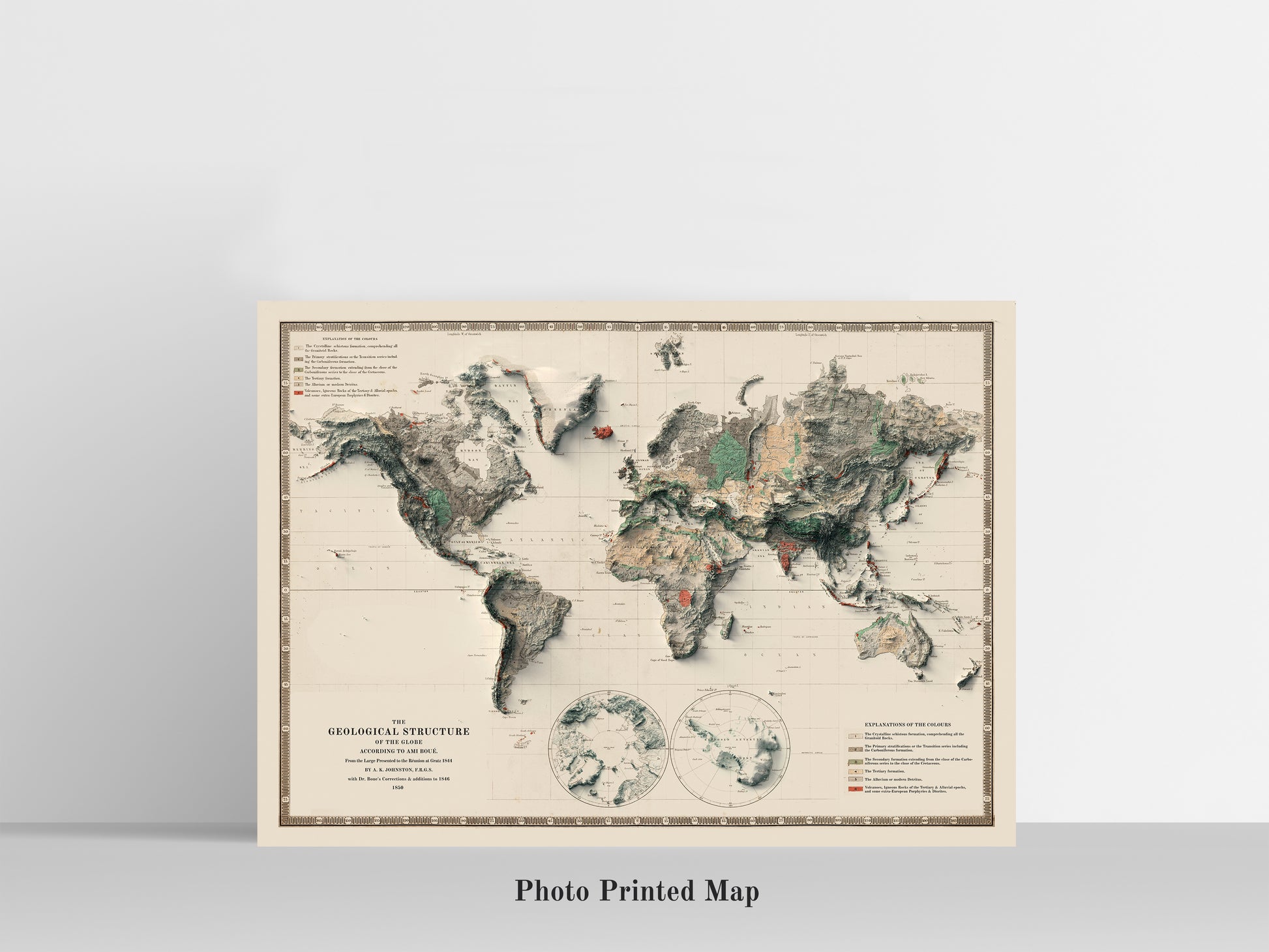 vintage world shaded relief map