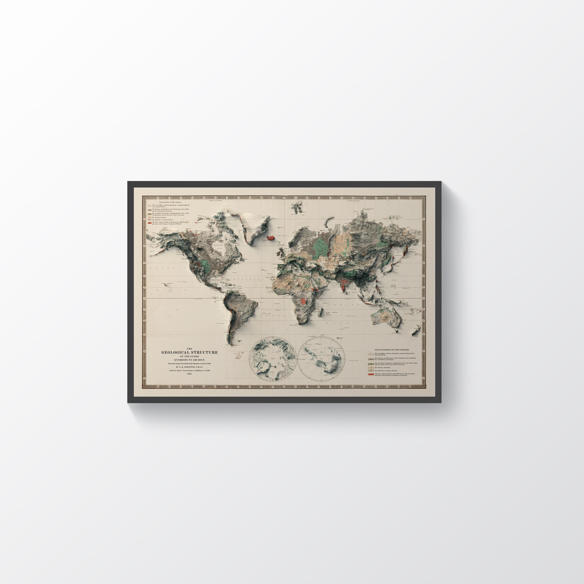 vintage world shaded relief map