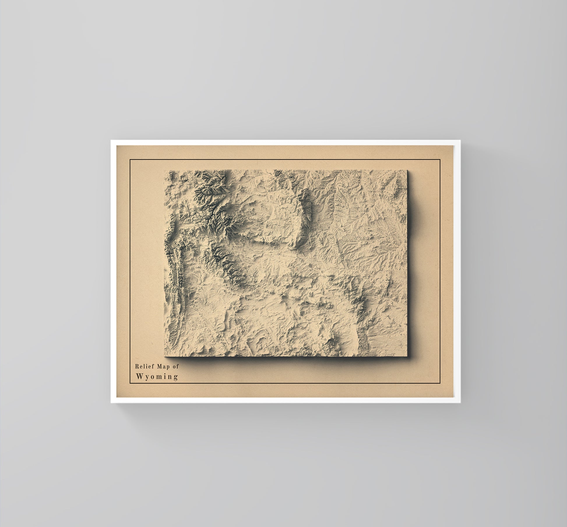 shaded vintage relief map of Wyoming