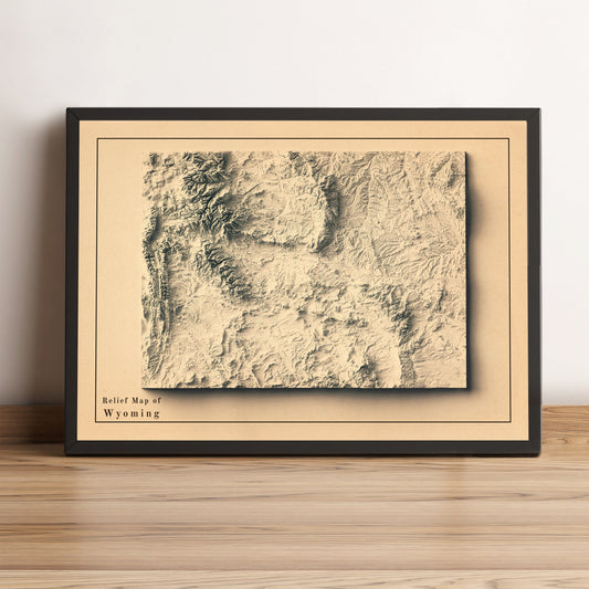 shaded vintage relief map of Wyoming