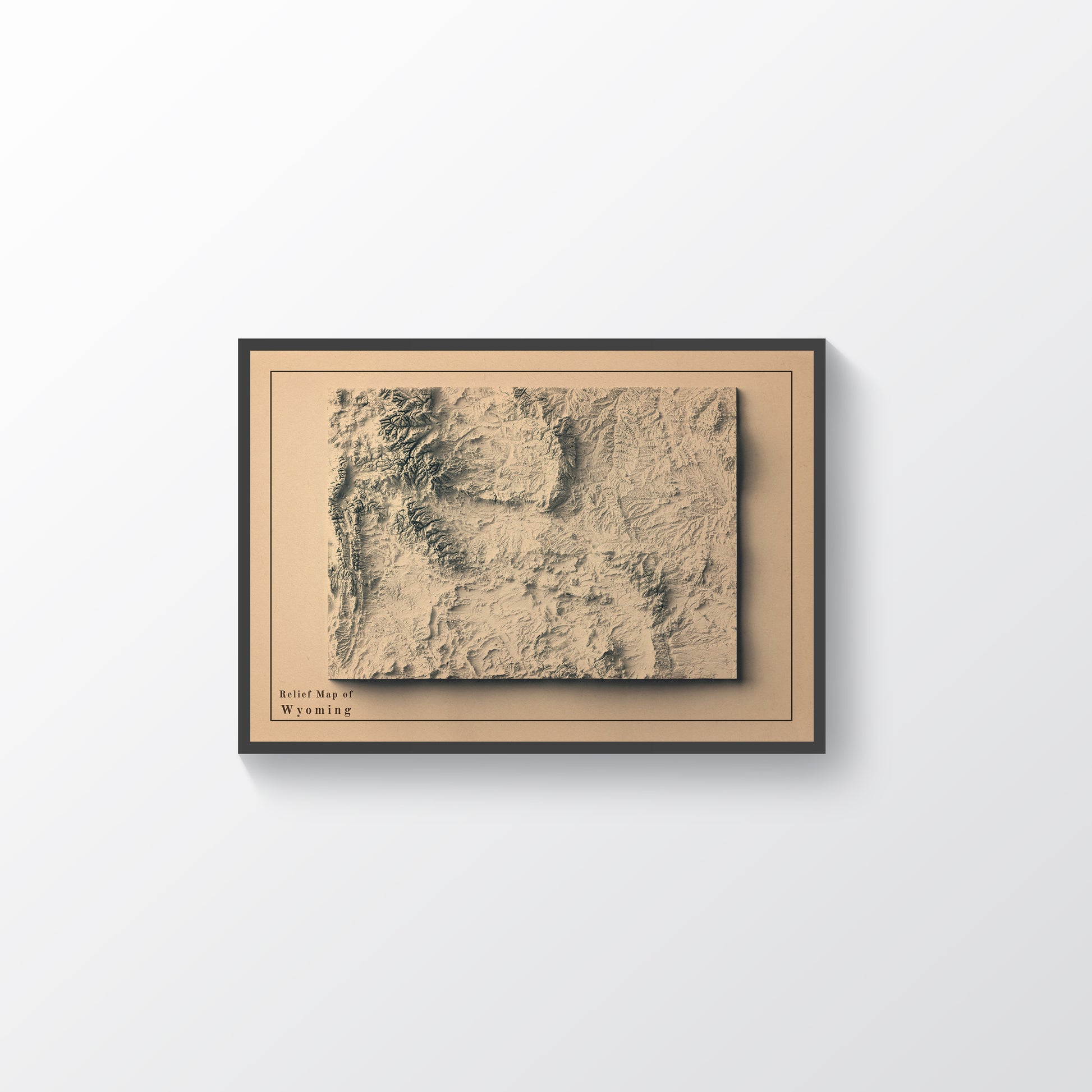 shaded vintage relief map of Wyoming