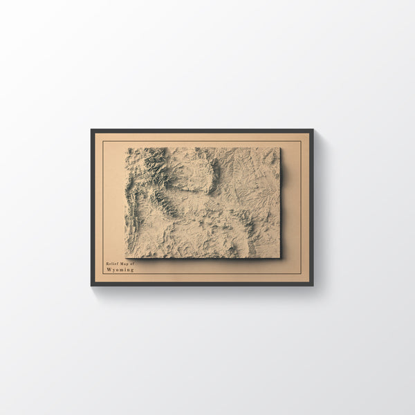 shaded vintage relief map of Wyoming