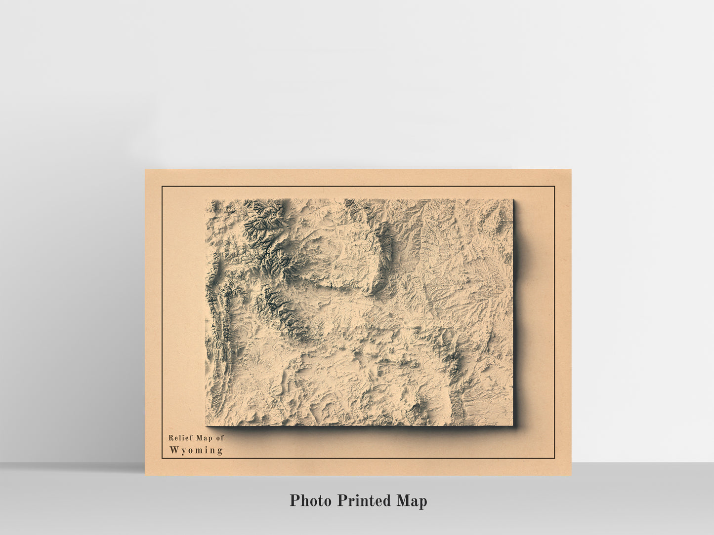 shaded vintage relief map of Wyoming