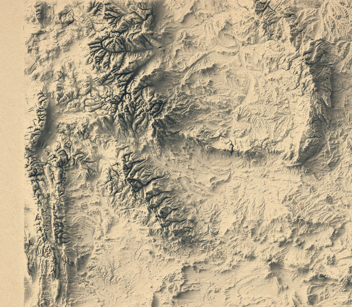 shaded vintage relief map of Wyoming