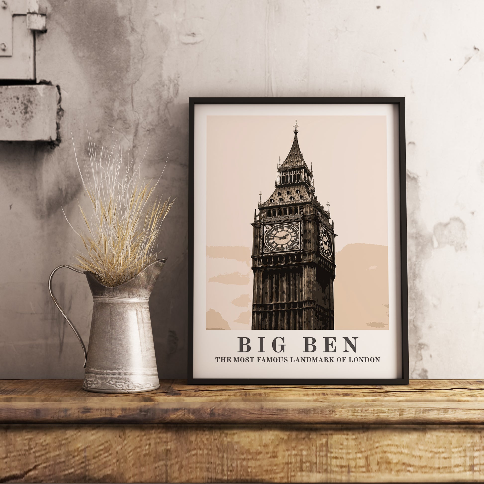 vintage travel poster of the Big Ben, London