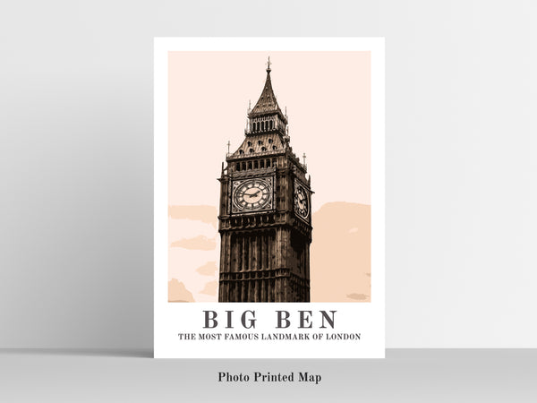 vintage travel poster of the Big Ben, London