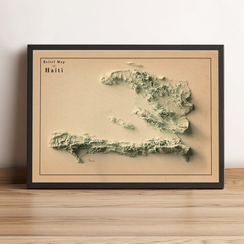 vintage shaded relief map of the haiti