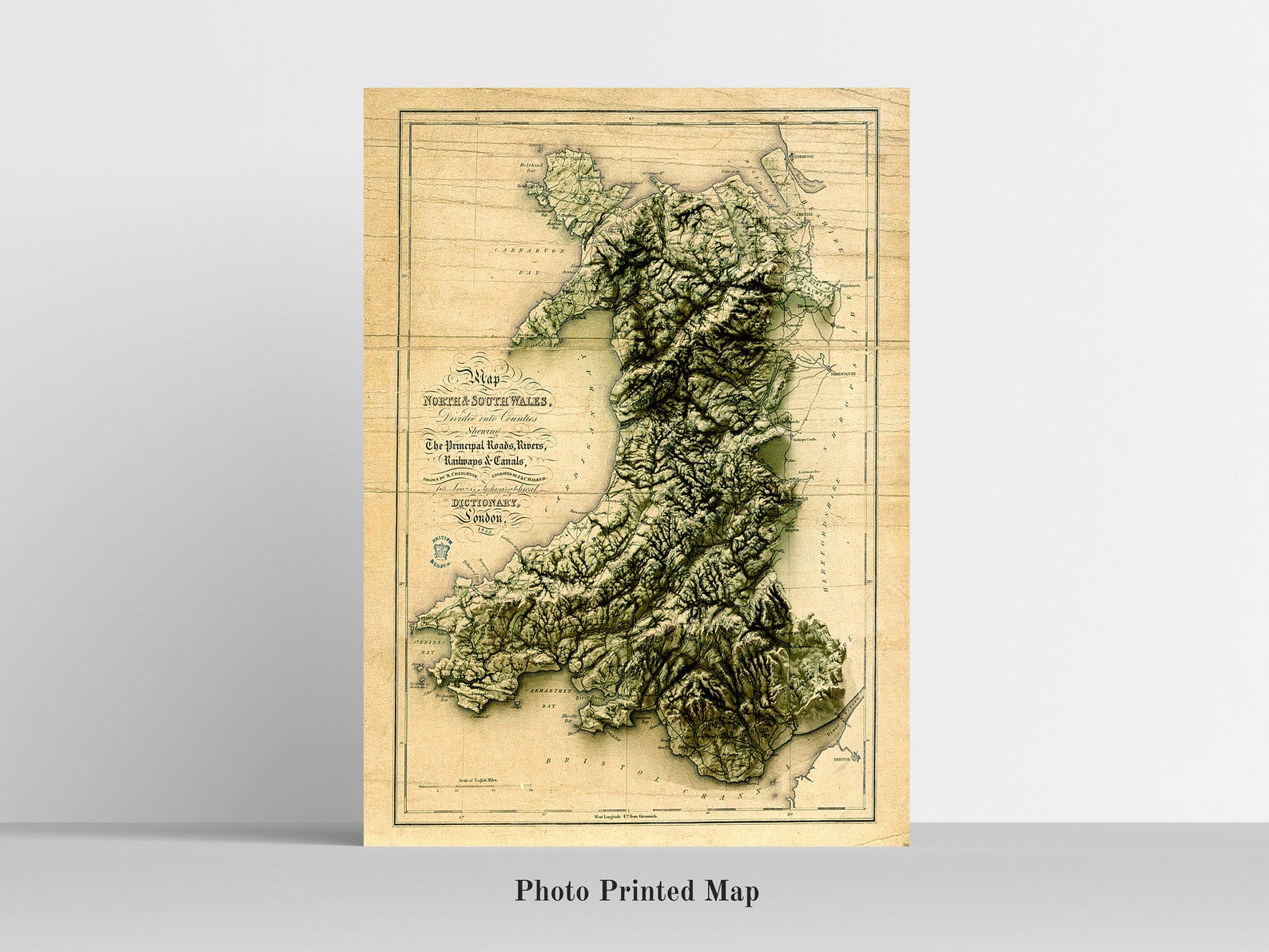 Image showing a vintage relief map of Wales