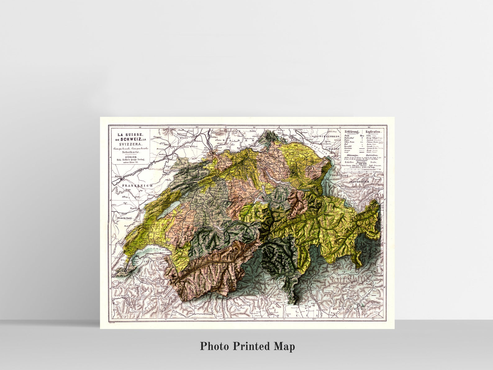 Image showing a vintage relief map of Switzerland