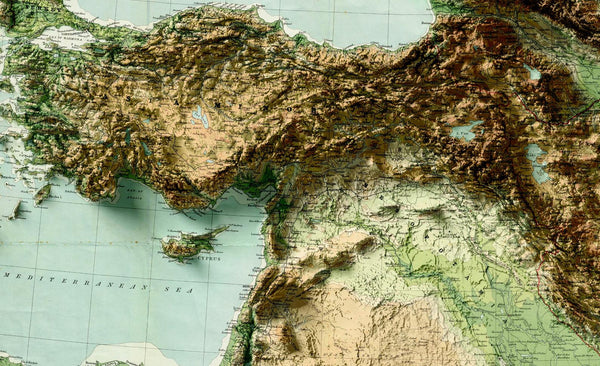 Image showing a vintage relief map of the Middle East