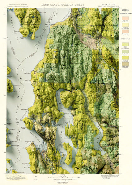 Image showing a vintage relief map of Seattle