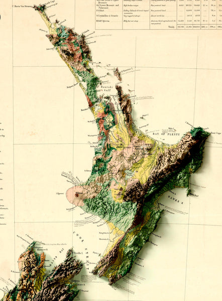 Image showing a vintage relief map of New Zealand