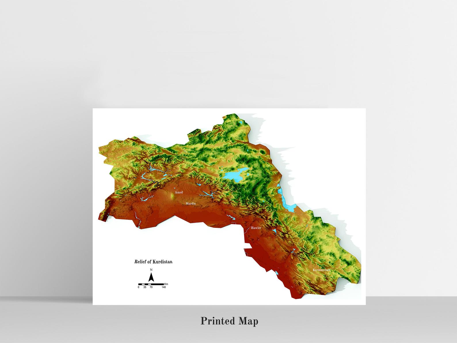 Image showing a vintage relief map of Kurdistan