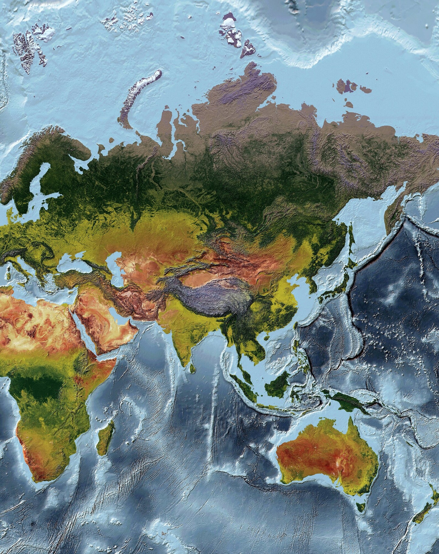 Image showing a vintage relief world map