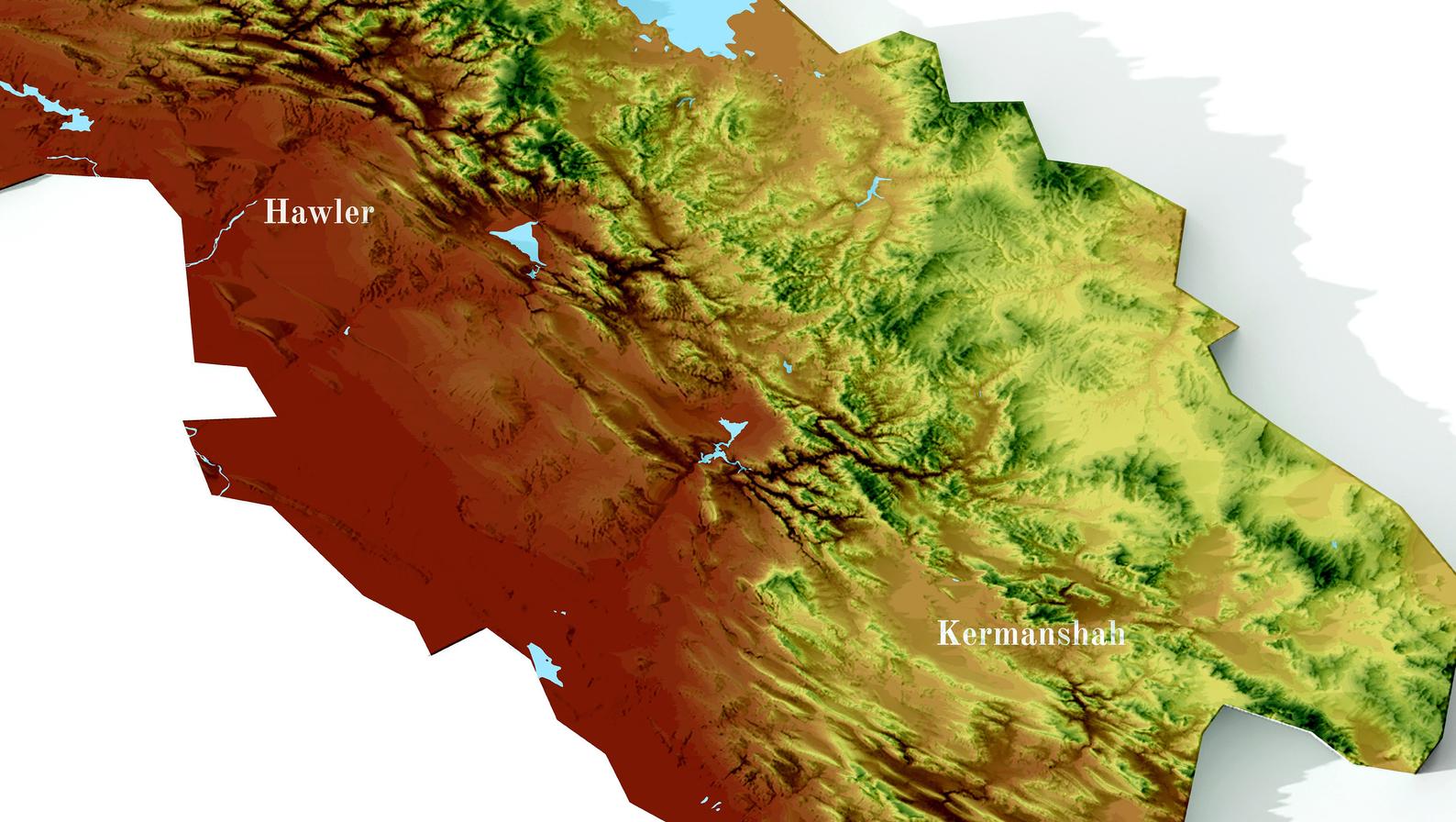 Image showing a vintage relief map of Kurdistan