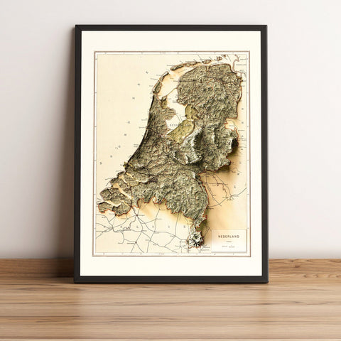 Image showing a vintage relief map of the Netherland
