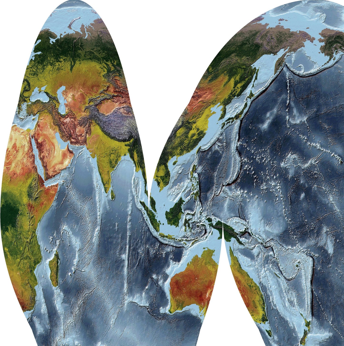 Image showing a vintage relief world map