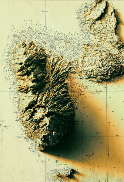 Image showing a vintage relief map of Guadeloupe