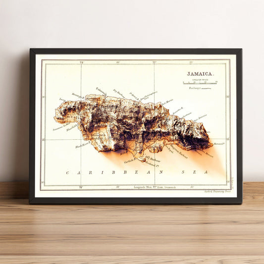 Image showing a vintage relief map of Jamaica