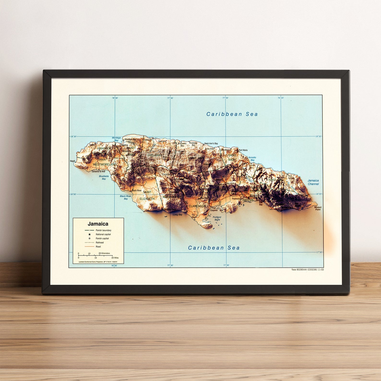Image showing a vintage relief map of Jamaica