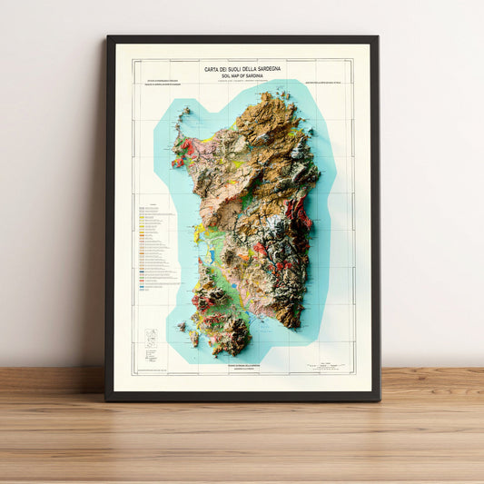 Image showing a vintage relief map of Sardinia, Italy